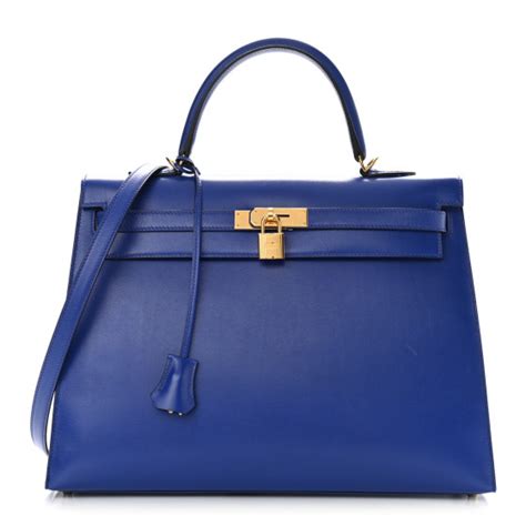 HERMES Tadelakt Kelly Sellier 35 Bleu Electric 